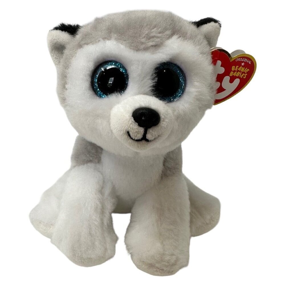 Ty Beanie Baby BUFF  Husky Dog 6 Inch Puppy Stuffed Plush Animal Toy NEW Gray